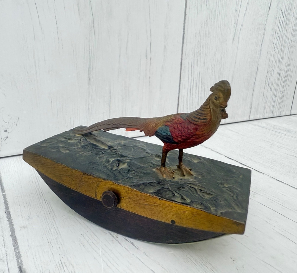 Bronze Pheasant Ink Blotter Roller Antique Cold Painted Austrian Made Austria